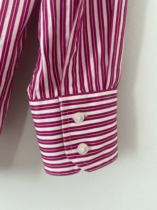 Hugo Boss Men's Red and White Stripe Dress Shirt Classic Fit Sz 16 1/2 (32/33) - Picture 5 of 9